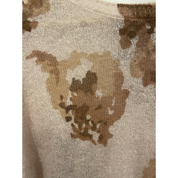 Vince Dahlia Pink & Brown Floral Alpaca Mohair-Blend Sweater MSRP $345 Sz Small - Picture 6 of 13